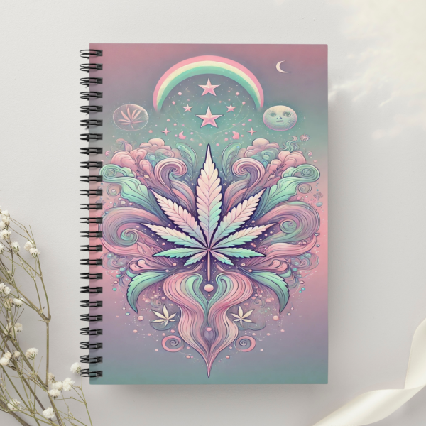 Pastel Botanical Art Notebook: Elegant Boho Journal with Stylized Marijuana Leaf Design, Refined 420 Friendly Writing Gift for Artistic Soul