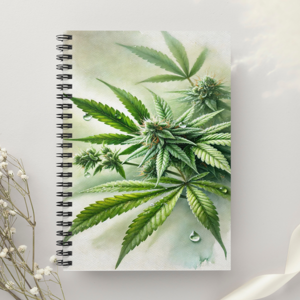 Watercolor Botanical Art Notebook: Elegant Green Leaf Journal with Subtle Marijuana Design, Refined 420 Friendly Writing Gift for Creatives