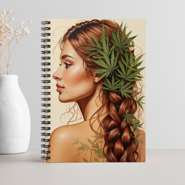 Elegant Feminine Botanical Art Notebook: Boho Journal with Marijuana Leaves, Goddess-Inspired Floral Notebook for 420 Friendly Creators