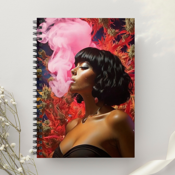 Elegant Psychedelic Botanical Art Notebook with Subtle Marijuana Motifs, Boho Floral Journal for 420 Friendly Writers and Creative Thinkers