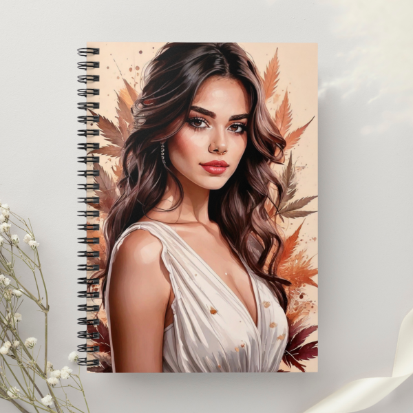 Elegant Botanical Art Notebook Featuring Feminine Design with Marijuana Motifs, Boho Floral Journal for Writers and 420 Friendly Creatives