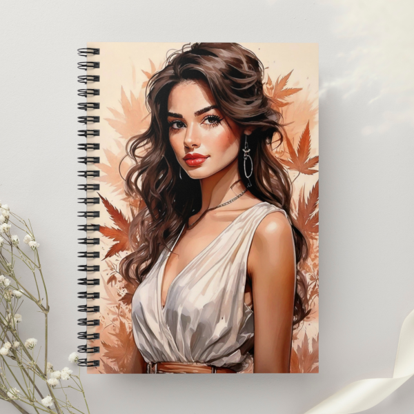 Elegant Boho Art Notebook with Vintage Botanical Design and Marijuana Motifs, Feminine Floral Journal for Creative 420 Friendly Writers