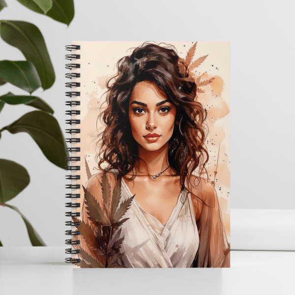 Boho Art Notebook with Vintage Botanical Design and Marijuana Motifs, Feminine Floral Journal for 420 Friendly Writers