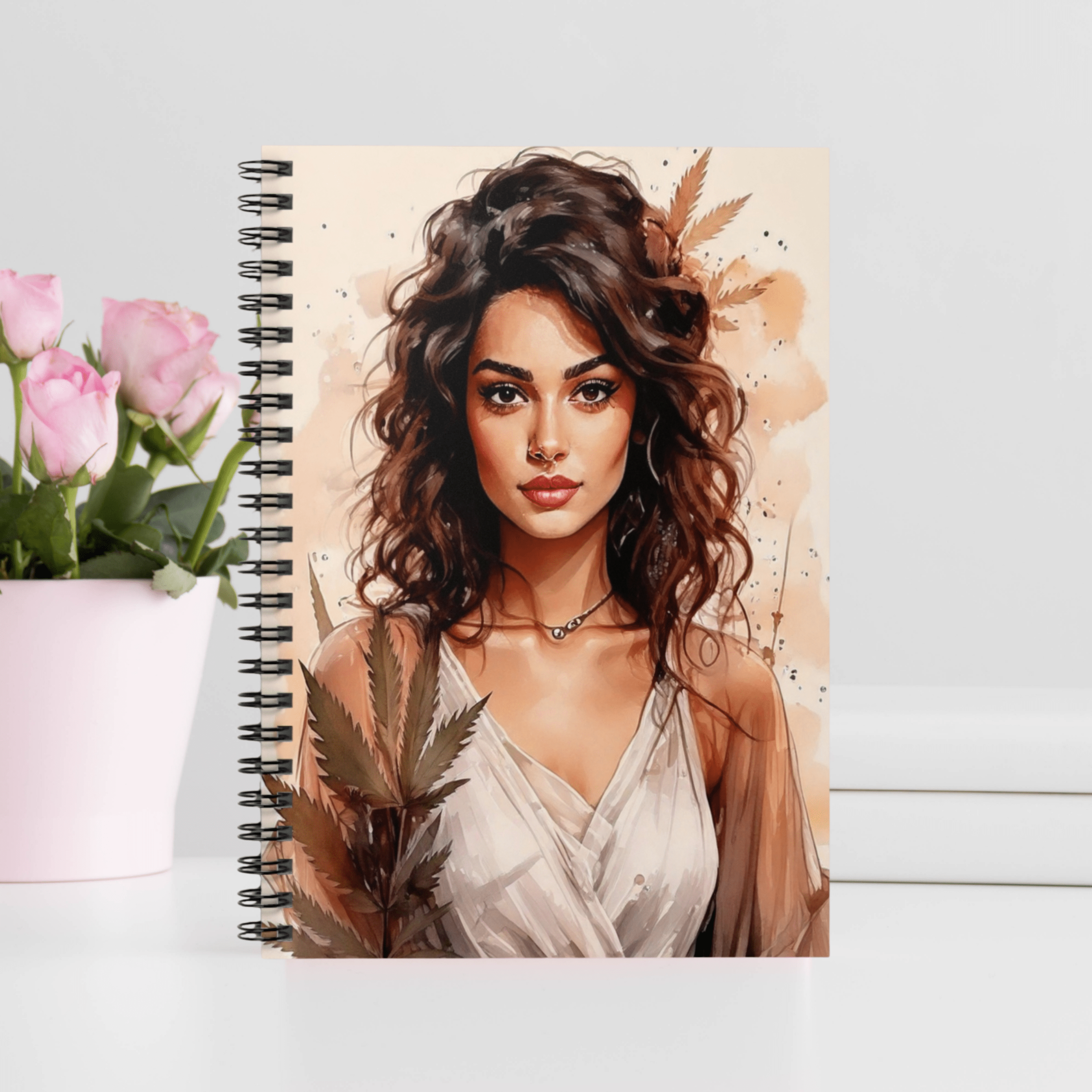 Boho Art Notebook with Vintage Botanical Design and Marijuana Motifs, Feminine Floral Journal for 420 Friendly Writers - Image 2