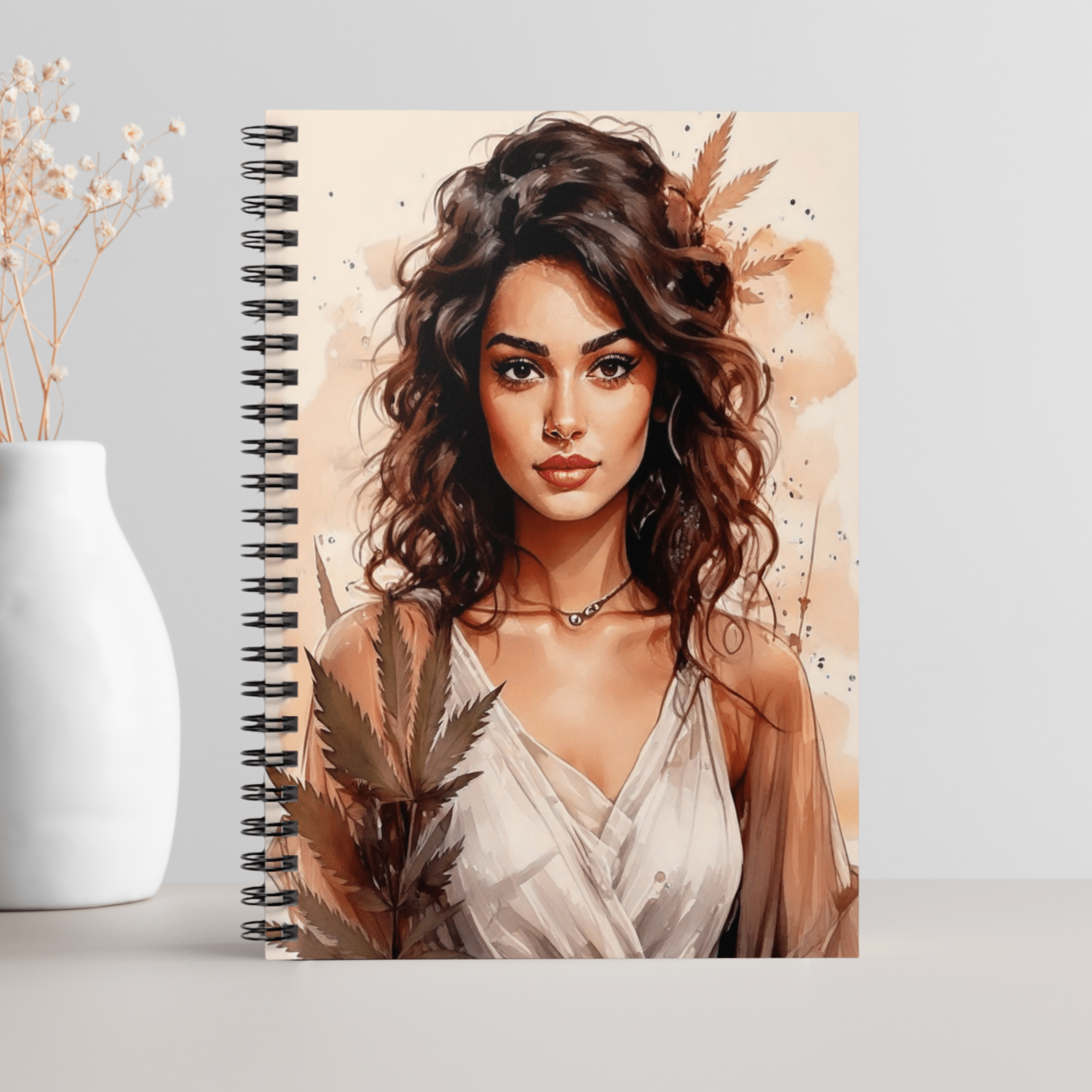 Boho Art Notebook with Vintage Botanical Design and Marijuana Motifs, Feminine Floral Journal for 420 Friendly Writers - Image 4