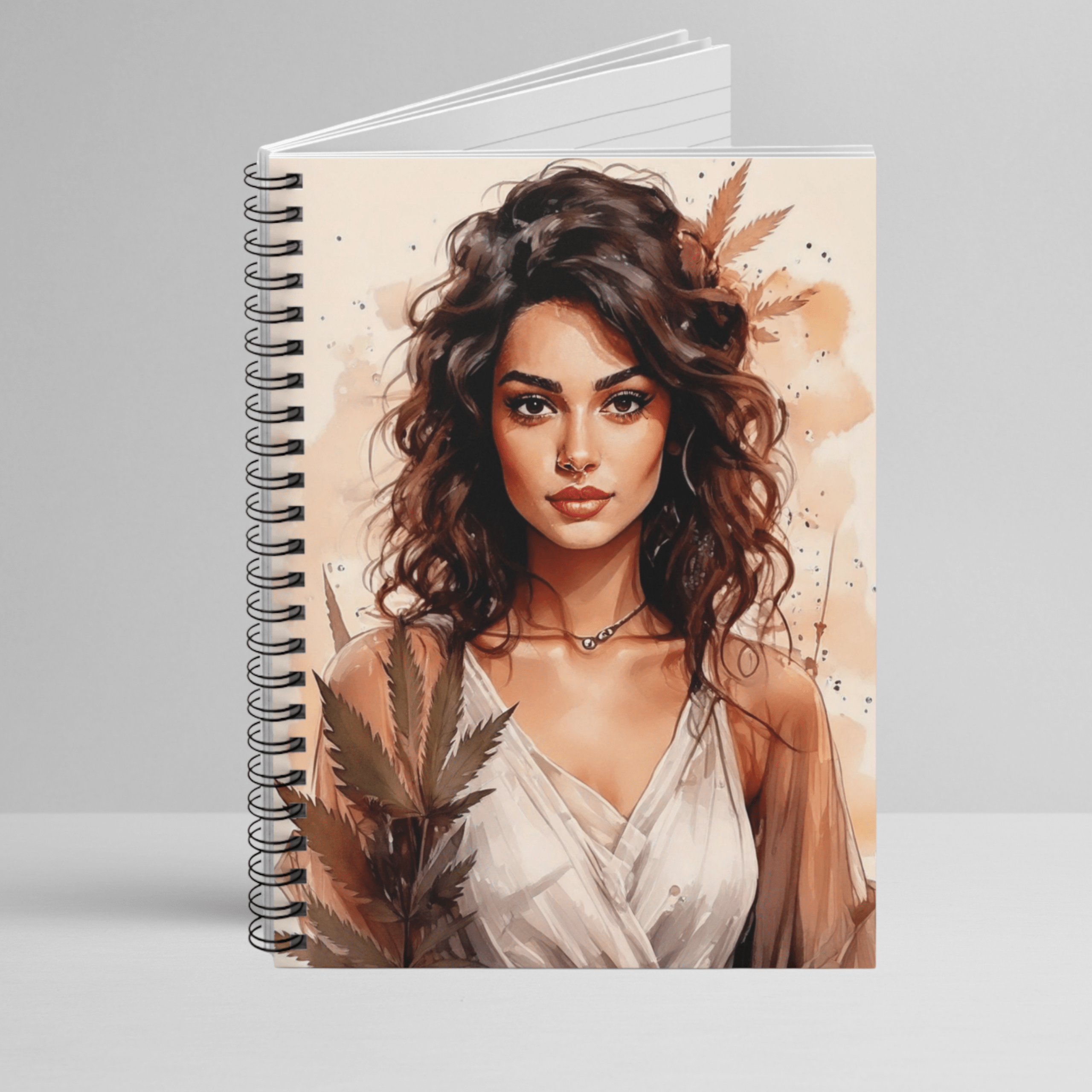 Boho Art Notebook with Vintage Botanical Design and Marijuana Motifs, Feminine Floral Journal for 420 Friendly Writers - Image 6