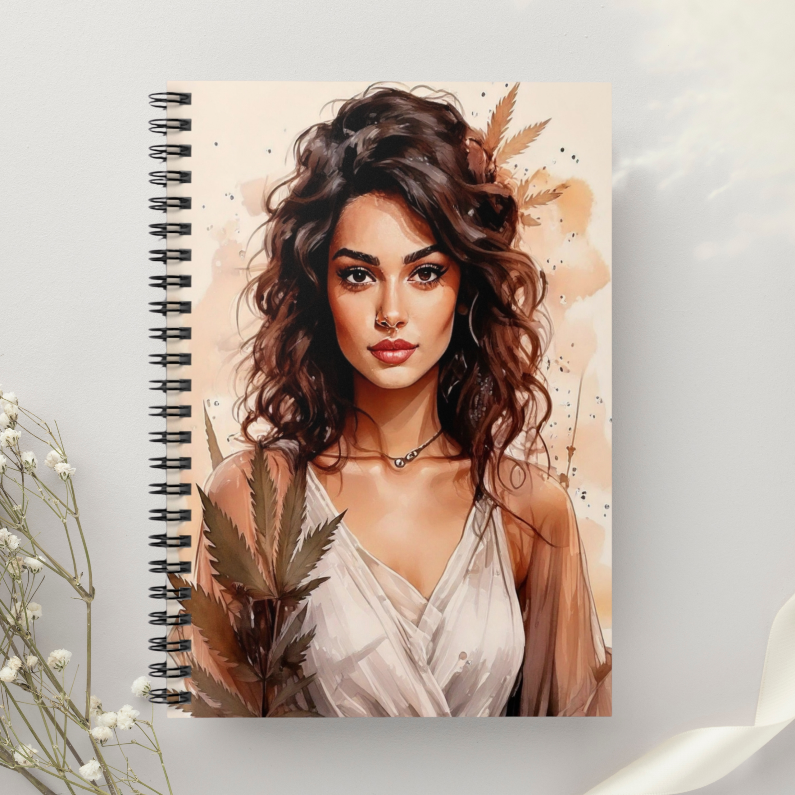Boho Art Notebook with Vintage Botanical Design and Marijuana Motifs, Feminine Floral Journal for 420 Friendly Writers - Image 5