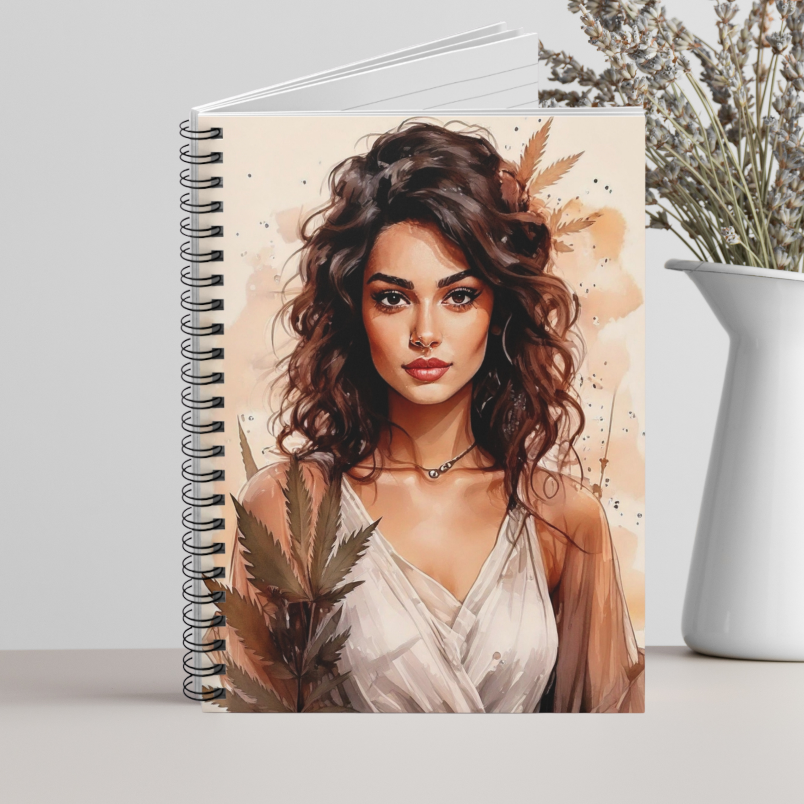 Boho Art Notebook with Vintage Botanical Design and Marijuana Motifs, Feminine Floral Journal for 420 Friendly Writers - Image 7