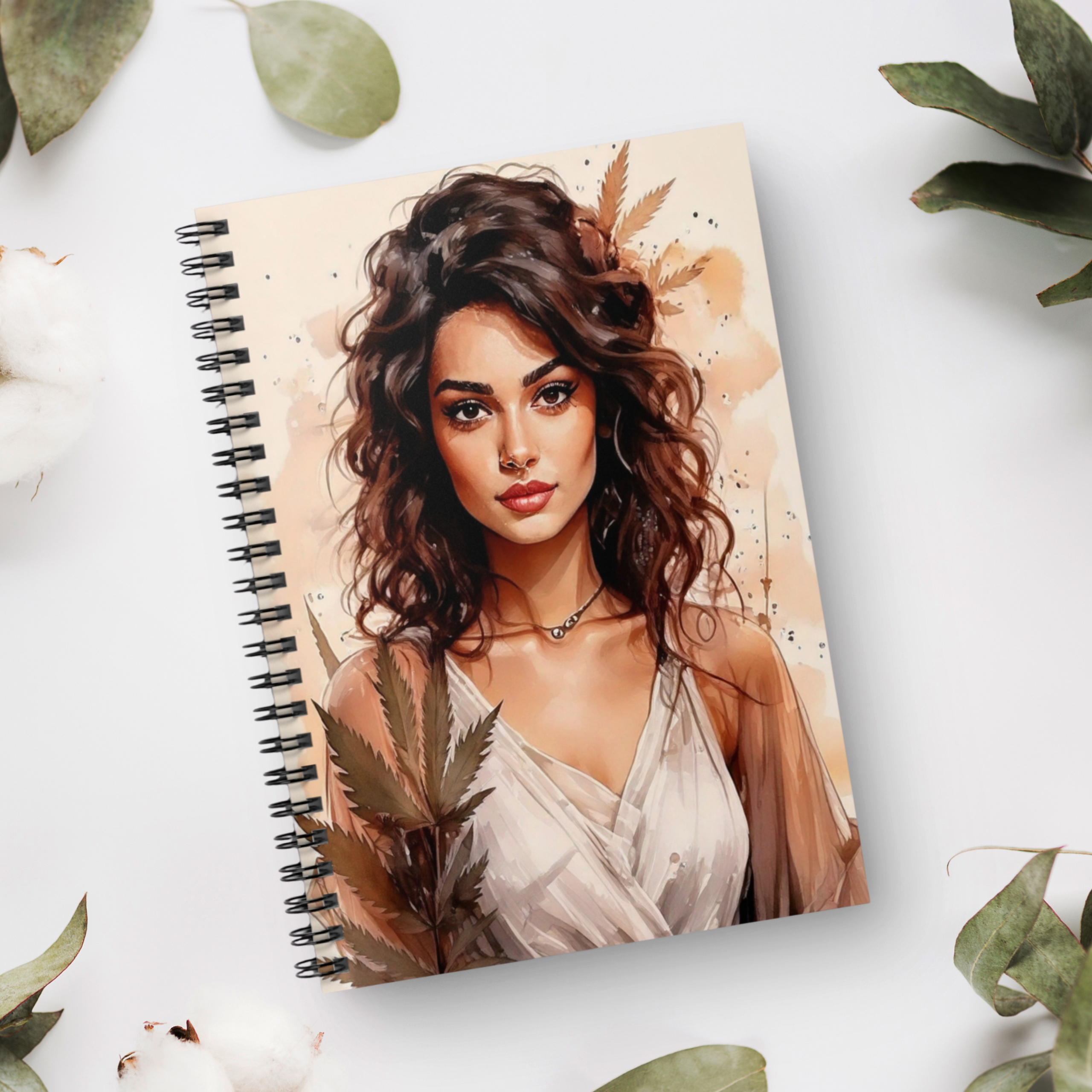 Boho Art Notebook with Vintage Botanical Design and Marijuana Motifs, Feminine Floral Journal for 420 Friendly Writers - Image 8