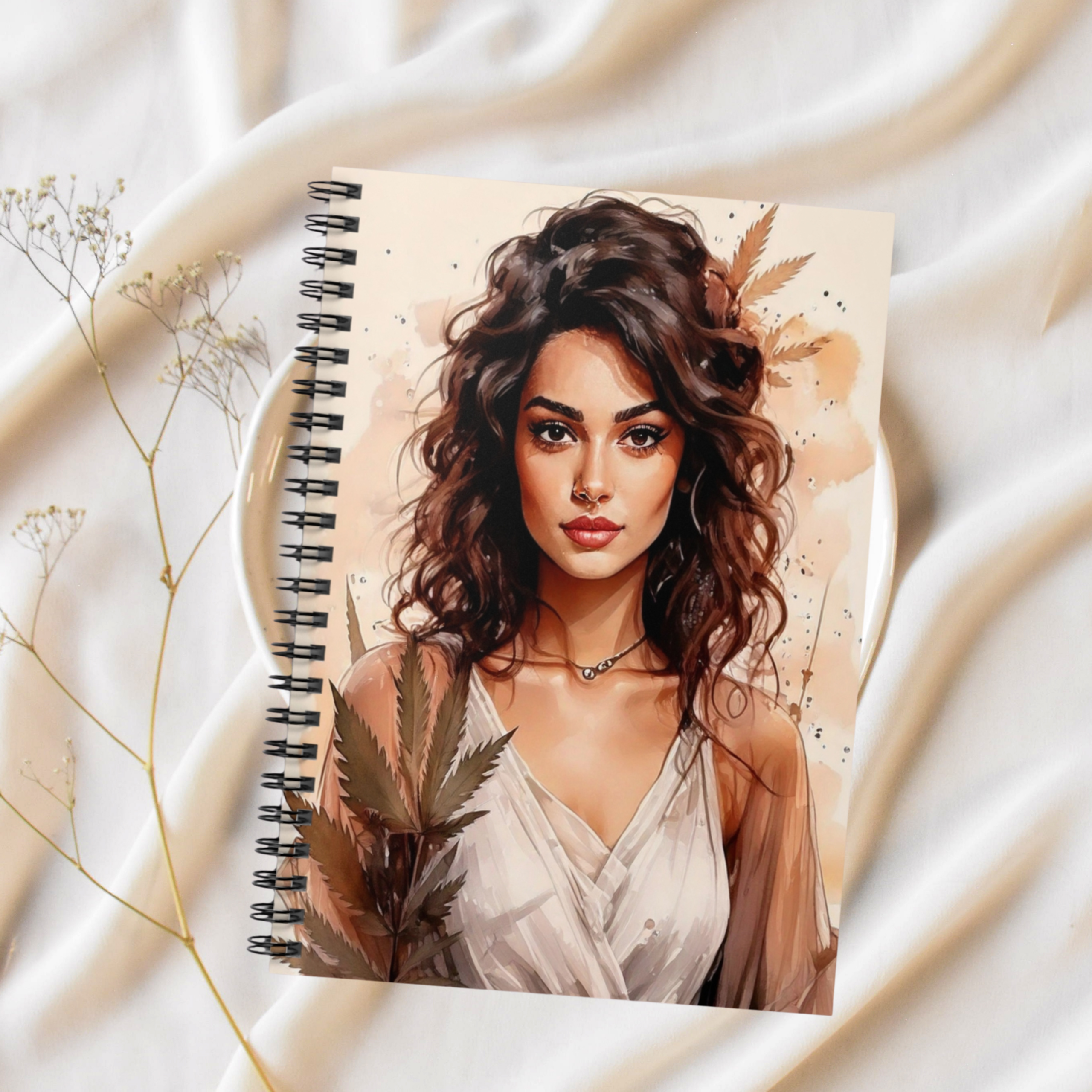 Boho Art Notebook with Vintage Botanical Design and Marijuana Motifs, Feminine Floral Journal for 420 Friendly Writers - Image 9