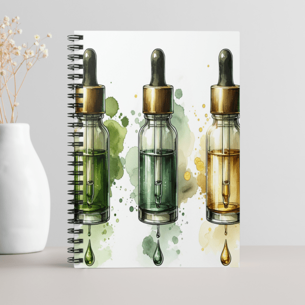 CBD Oil Spiral Notebook: Elegant Green Art Journal with Gold Botanical Design, Marijuana-Inspired Writing Gift for 420-Friendly Creatives